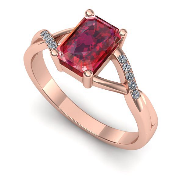 Inel din aur roz cu rubin