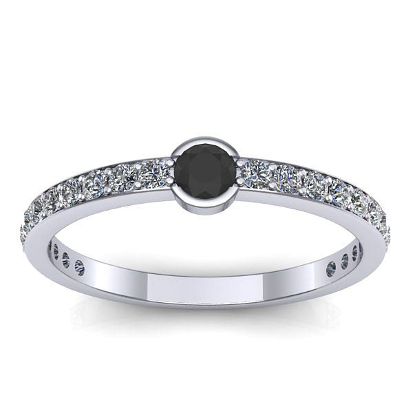 Inel de logodna cu diamant negru rotund