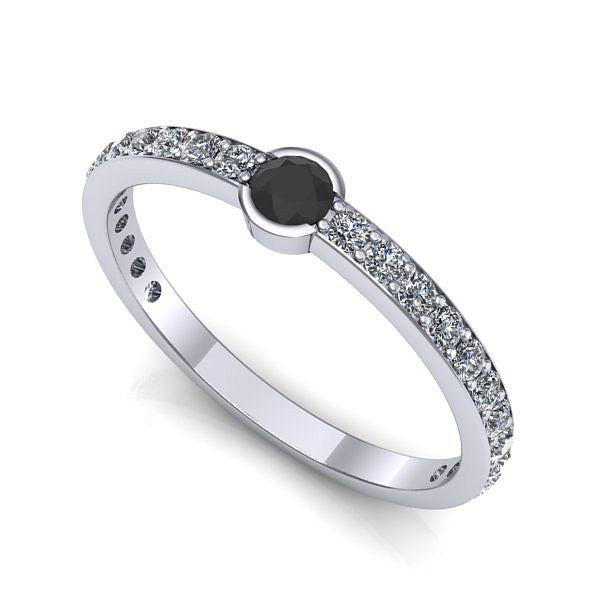 Inel logodna din aur alb cu diamant negru