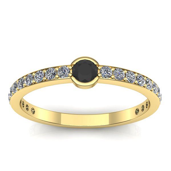 Inel cu diamant negru rotund