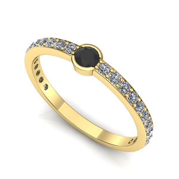 Inel logodna din aur galben cu diamant negru