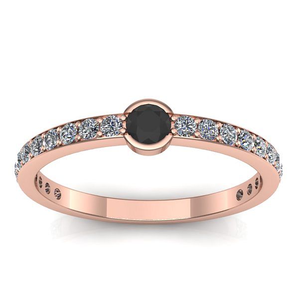 Inel de logodna cu diamant negru rotund