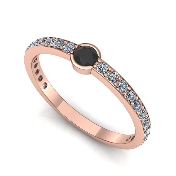 Inel logodna din aur roz cu diamant negru