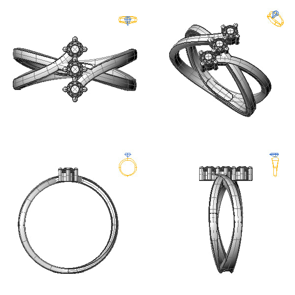 Inel de logodna 3stone cu diamant