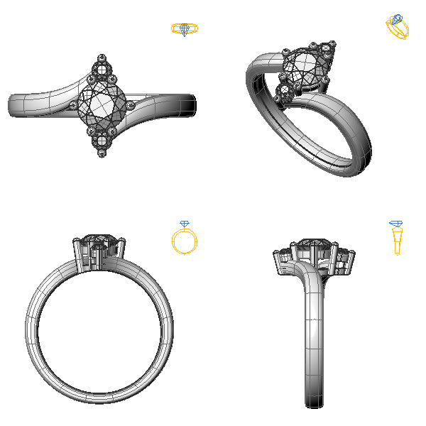Inel de logodna 3stone cu diamant de laborator