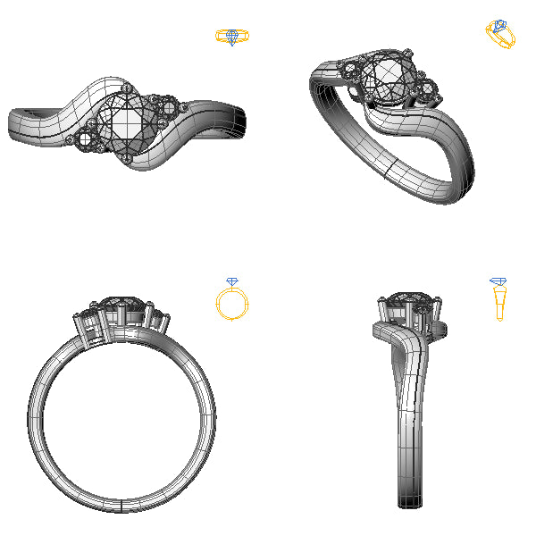 Inel de logodna 3stone cu diamant de laborator
