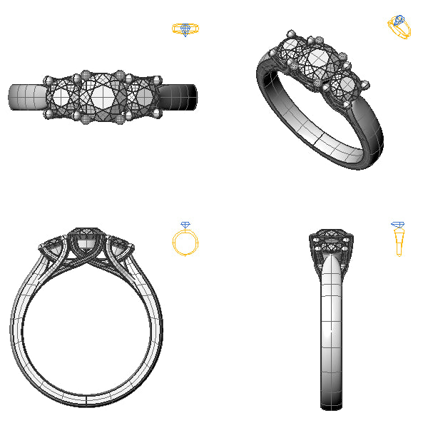 Inel logodna 3stone cu diamant negru