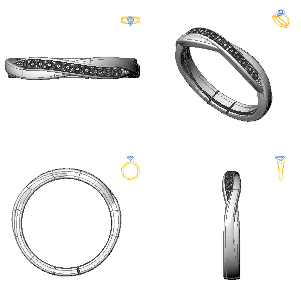 Inel eternity cu diamante negre