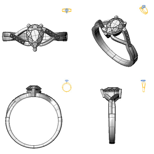 Inel logodna sidestone cu safir roz