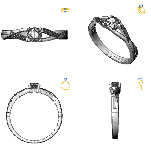 Inel logodna sidestone cu diamant negru