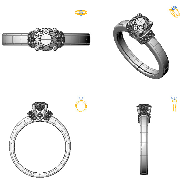 Inel logodna sidestone cu diamant negru