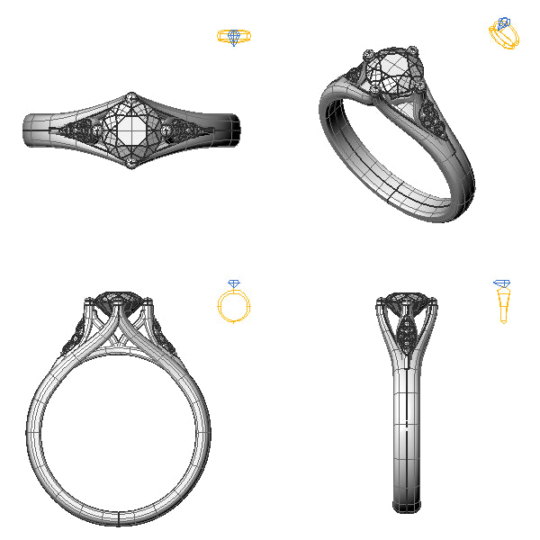 Inel logodna sidestone cu diamant de laborator