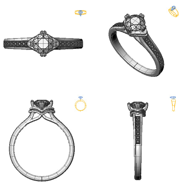 Inel logodna sidestone cu diamant negru