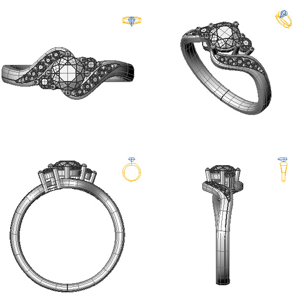 Inel logodna sidestone cu diamant negru