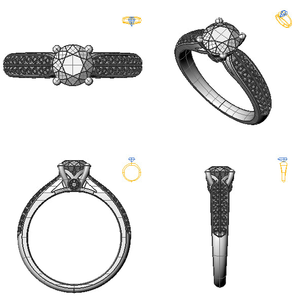 Inel sidestone cu diamant negru