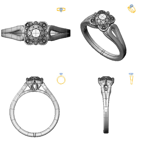 Inel de logodna halo cu diamant de laborator