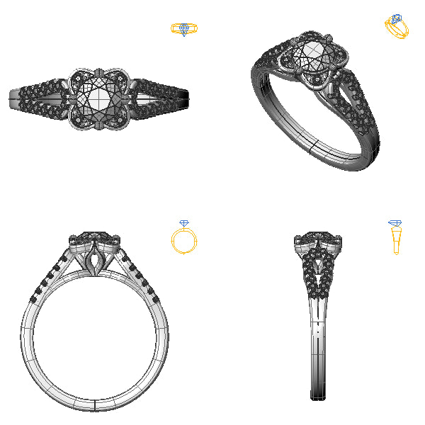 Inel de logodna sidestone cu tanzanit