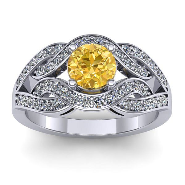 Inel logodna cu safir galben rotund