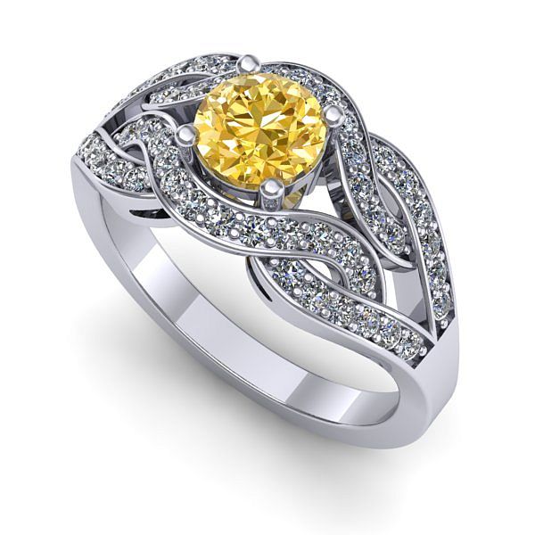 Inel din aur alb cu safir galben