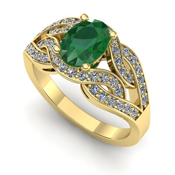 Inel de logodna din aur galben cu smarald