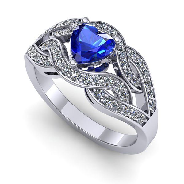 Inel logodna din aur alb cu safir