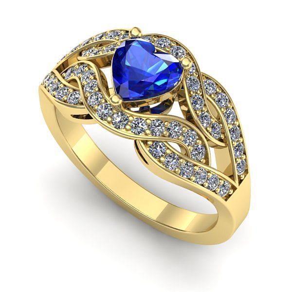 Inel de logodna din aur galben cu safir