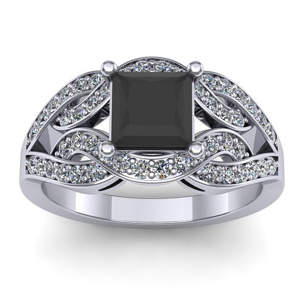 Inel de logodna cu diamant negru patrat