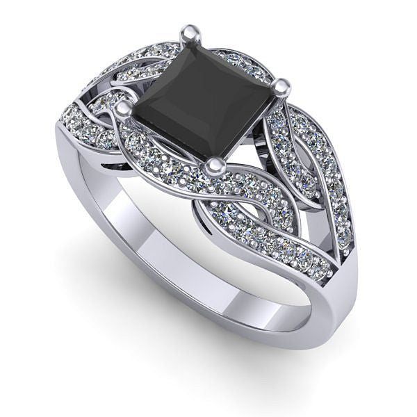 Inel de logodna din aur alb cu diamant negru