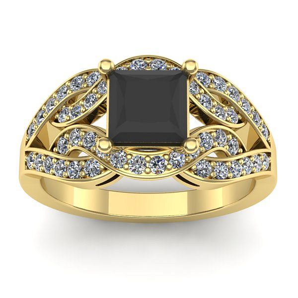 Inel logodna cu diamant negru patrat