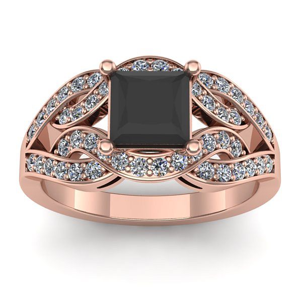 Inel cu diamant negru patrat