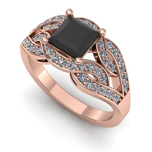 Inel logodna din aur roz cu diamant negru