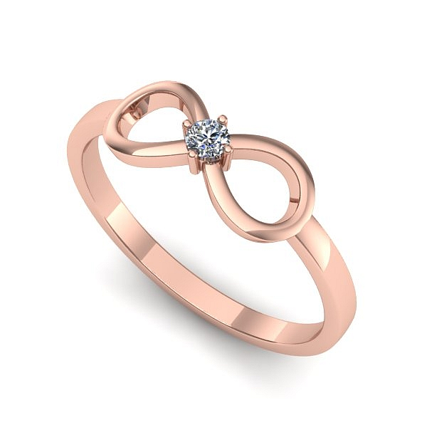 Inel din aur roz cu diamant