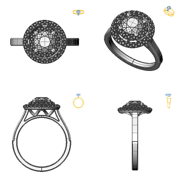 Inel logodna halo cu diamant negru
