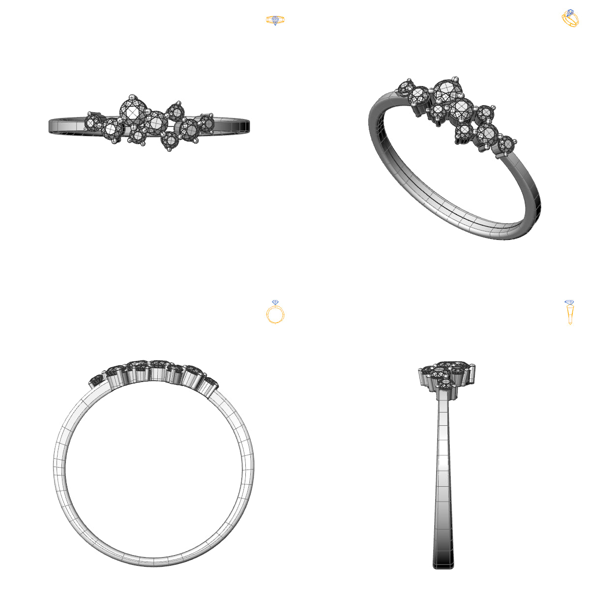 Inel eternity cu diamante negre