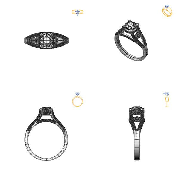 Inel sidestone cu safir roz