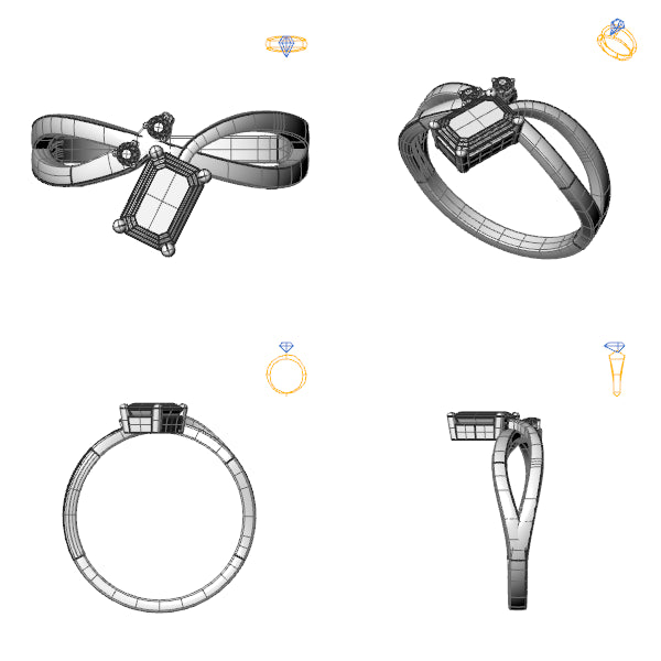 Inel 3stone cu smarald