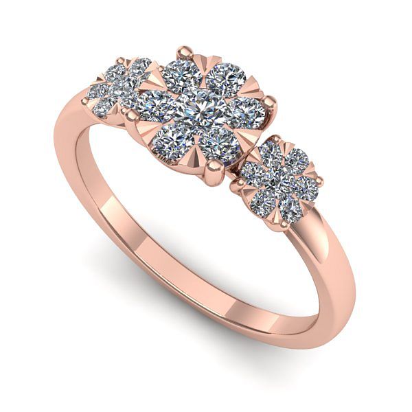 Inel de logodna din aur roz cu diamant