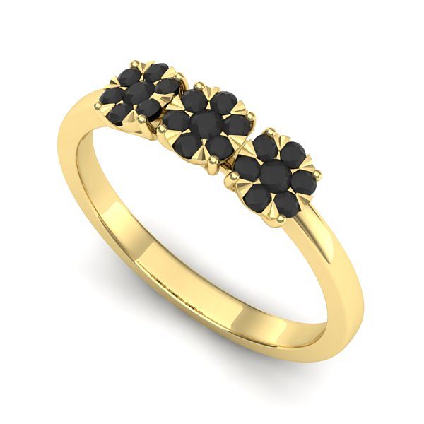 Inel logodna din aur galben cu diamant negru