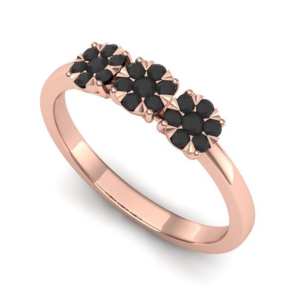 Inel din aur roz cu diamant negru