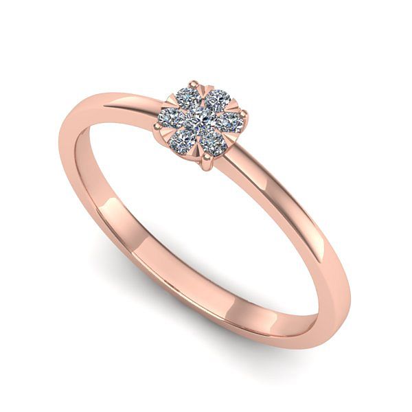 Inel de logodna din aur roz cu diamant