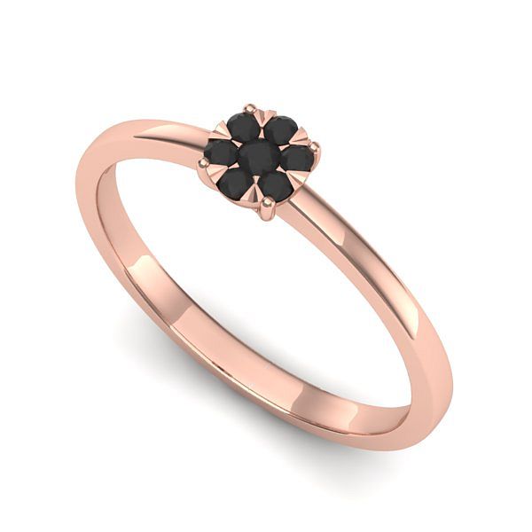 Inel din aur roz cu diamant negru