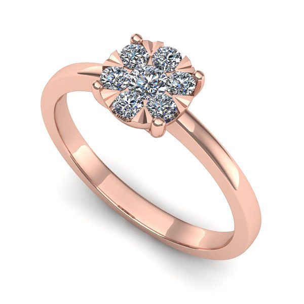 Inel de logodna din aur roz cu diamant