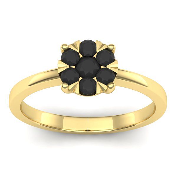 Inel cu diamant negru rotund