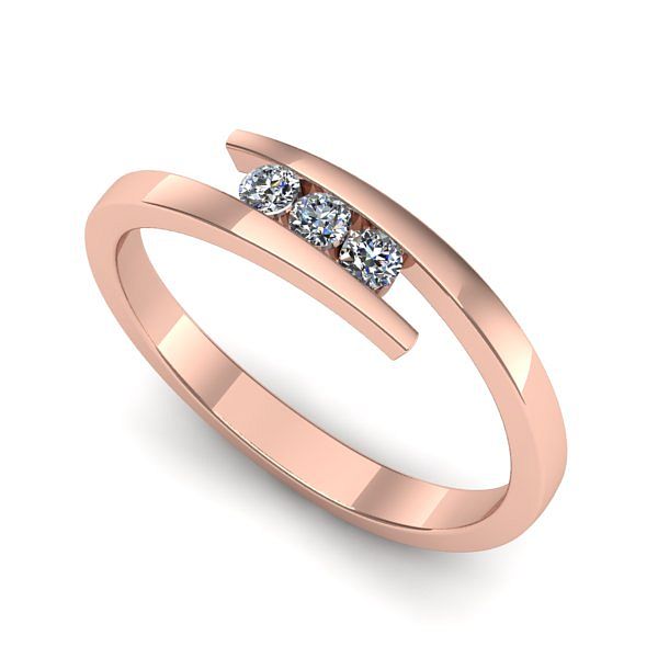 Inel logodna din aur roz cu diamant