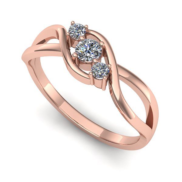 Inel din aur roz cu diamant