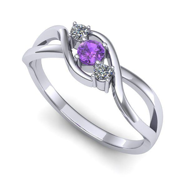 Inel de logodna din aur alb cu ametist
