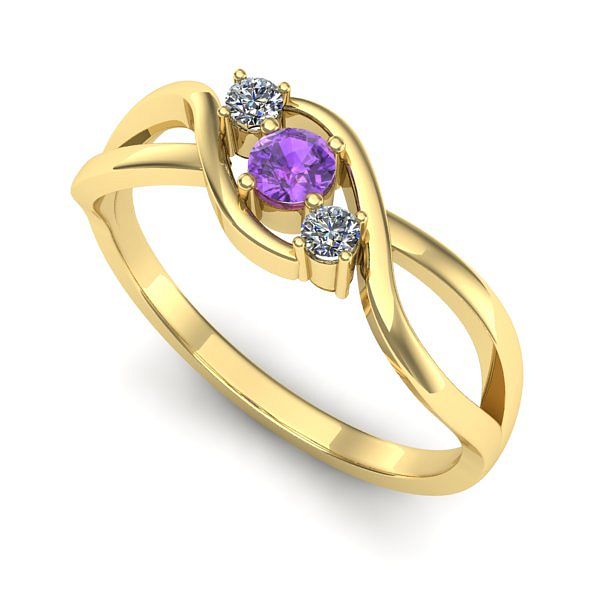 Inel din aur galben cu ametist