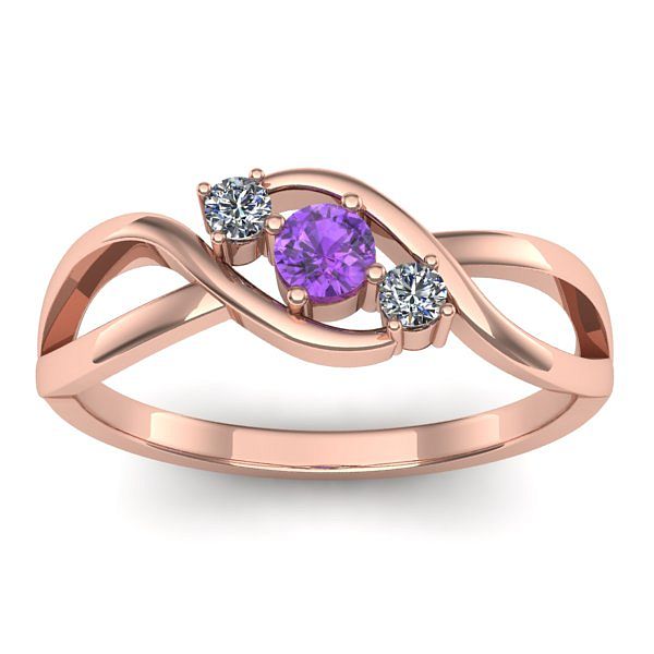 Inel logodna cu ametist rotund
