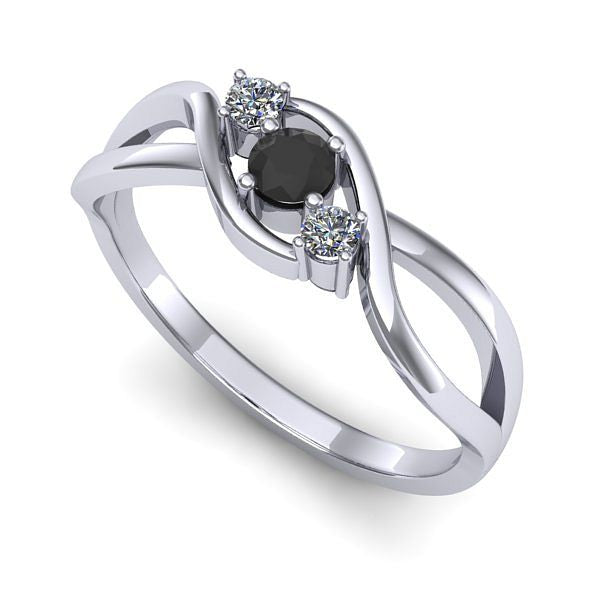 Inel de logodna din aur alb cu diamant negru