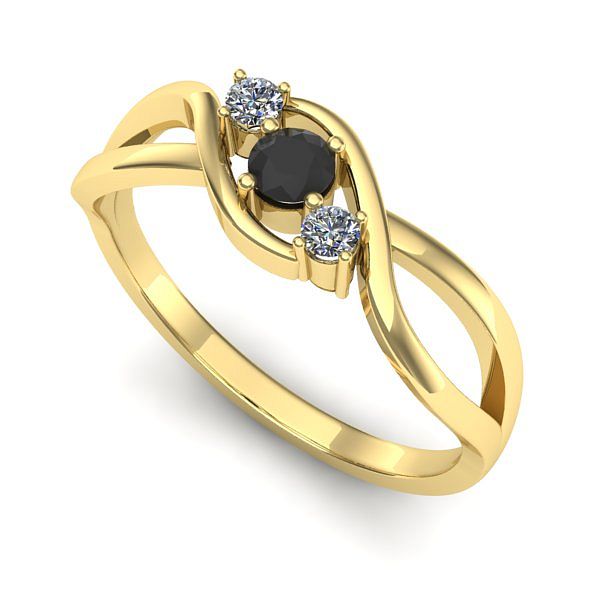 Inel logodna din aur galben cu diamant negru